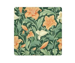 tplaotee Porte-maquillage auto-adhésif style William Morris vintage fleur de lys orange et feuilles vertes en tissu de voyage organisateur pour objectif d'appareil photo pour femme taille 55,1 x 55,1