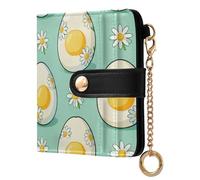 tplaotee Portefeuille à deux volets en cuir synthétique pour femme Motif œuf diable marguerite Vert