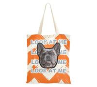 tplaotee Rétro Orange Blanc Wave Lines Stripe Personnalisé Pet Avatars sur ToteBag Toile Image Personnalisée Femmes Tote Bag Vrac pour Femmes Travail Uni
