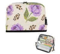 tplaotee Sac à crayons marron imprimé léopard de grande capacité, sac de rangement portable multi-usages pour hommes, fournitures scolaires caja para lapices escolares nina