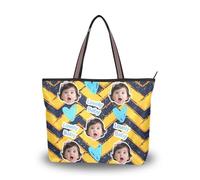 tplaotee Sac à main zippé en tissu de soie pour femme réutilisable Image personnalisée sur les sacs à main et sacs à main bandoulière (senario) Taille 15,7 x 11,4 Retro Jaune Noir Wave Lines Stripe