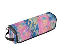 tplaotee Sac de voyage pour outils de cheveux avec coussinet résistant à la chaleur, étui de transport portable pour fer à friser, fer à lisser, sèche-cheveux plat, méduse, mystère, coloré, rétro,