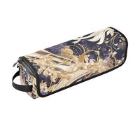 tplaotee Sac de voyage pour outils de coiffure pour femme avec tapis de fer, organiseur portable pour fer à friser, fer à lisser, sèche-cheveux plat, paon noir académie blanc et doré_2 essentiels de