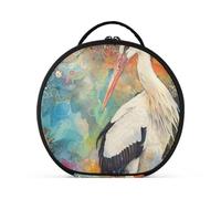 tplaotee Sac de voyage pour peinture aquarelle abstrait cigogne avec compartiments et poignée, trousse de maquillage pour femme avec séparateurs réglables, 27,9 cm