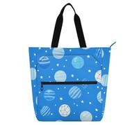 tplaotee Sac fourre-tout décoratif pour enfants, femmes, hommes, boules de dessin animé, étoiles bleues, sac d'école résistant à l'eau avec poches à fermeture éclair pour l'université, le shopping, la