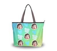 tplaotee Sac fourre-tout zippé en tissu de soie pour femmes élégant image personnalisée sur les sacs à main hobo pour femmes (senario) Taille 15,7 x 11,4 Bleu Vert Gradient Art moderne