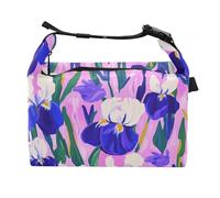 tplaotee Sacs isothermes violets et blancs avec fleurs d'iris pour enfants, adolescents, sac à déjeuner vertical pour travailleurs de la construction