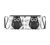 tplaotee Tablier de serveuse 3 poches noir hibou buffle carreaux flocons de neige Noël tablier court tablier de service 30,5 cm petit tablier de service imperméable