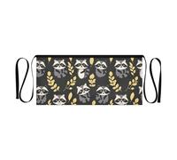 tplaotee Tablier de serveuse avec poches, raton laveur, feuilles, noir, gris, petit tablier de service de 30,5 cm pour homme et femme, résistant à l'eau