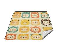 tplaotee Tapis de jeu portable en forme de visage de lion imperméable et résistant à l'eau pour concert d'herbe