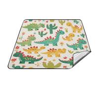 tplaotee Tapis de pique-nique imperméable et portable pour adultes Motif dinosaure Beige