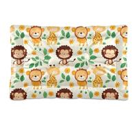 tplaotee Tapis lavable pour chien ou chat Motif animaux de dessin animé zoo lion singe girafe doux confortable dessous antidérapant pour chiens de grande taille moyenne 91,4 x 61 cm