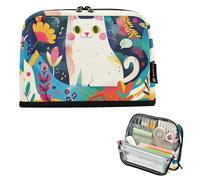 tplaotee The Cat in The Garden Trousse à crayons extensible de grande capacité pour adolescentes, lycée, bolsas para maquillaje de mujer