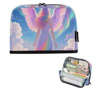 tplaotee Trousse à crayons Angel arc-en-ciel de grande capacité, trousse de maquillage portable pour filles, cosmétiques, cartuchera para lapices nina grandes