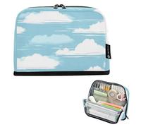 tplaotee Trousse à crayons bleu ciel et blanc pur à rayures - Grande capacité - Sac de rangement à fermeture éclair pour Preppy College estuches escolares para lapices