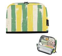 tplaotee Trousse à crayons de grande capacité avec motif à rayures jaune citron et vert pour adolescents, école préparatoire cartuchera para lapices nina grandes