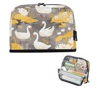 tplaotee Trousse à crayons de grande capacité pour filles - Motif nénuphars blancs et feuilles jaunes