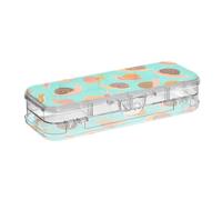 tplaotee Trousse à crayons rigide en plastique transparent avec motif escargot de dessin animé vert pour enfants avec bouton-pression et couvercle