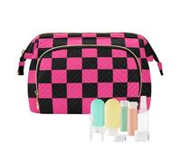 tplaotee Trousse de maquillage à carreaux américains violet et noir avec fermeture éclair pour femmes pour cartes et clés, Carreaux américains violets et noirs, 1 size