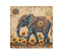 tplaotee Trousse de maquillage autocollante rétro bohème éléphant tournesols en tissu pour cosmétiques sac de voyage organisateur enveloppant l'objectif de l'appareil photo organisateurs cosmétiques