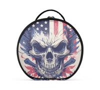 tplaotee Trousse de maquillage avec compartiments et poignée Motif crâne Fairy 4th of Juillet Independence Day 27,9 cm