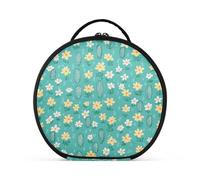 tplaotee Trousse de maquillage élégante avec compartiments et poignée - Motif petites fleurs et petits feuillages - 28 cm