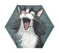 tplaotee UV50+ Cartoon Funny Norwegian Woods Cat Cats Happy Umbrella Compact Perfect for Car, Golf, and On-the-Go Portable and Lightweight Umbrella for Rain Wind Auto Open Sombrillas de lluvia