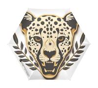 tplaotee UV50+ Cheetah Skull Skeleton Yew Outlined Gold Umbrella with case under the sun with pattern case umbrella for rain big auto open sombrillas de lluvia
