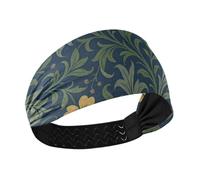 tplaotee William Morris Bandeau de sport antidérapant pour femme Motif jaune Large bandeau extensible pour cheveux de femme pour les sports athlétiques, les entraînements, le maquillage