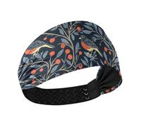 tplaotee William Morris Bandeau élastique doux rafraîchissant Motif oiseau Bleu foncé Pour sports athlétiques course tennis volley-ball