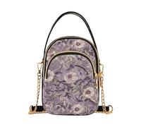tplaotee William Morris Petit sac à bandoulière tendance avec plusieurs poches pour femme Mauve Floral