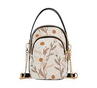 tplaotee William Morris Style Daisy Almond Kakhi Sac à bandoulière tendance pour femme avec plusieurs poches Sac à main pour femme Cadeau d'anniversaire pour femme