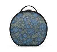 tplaotee William Morris Trousse de maquillage de voyage à motif floral indigo Grande capacité avec séparateurs réglables 27,9 cm