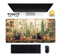 TPLLPK Tapis de Souris Mignon étendu XXL Grands Tapis de Souris Plantes Vertes en Pot Tapis de Souris de Jeu d'anime Beige Kawaii sous-Mains en Caoutchouc antidérapants(Size:80x30cm)