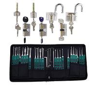 TPM Go 32 outils de crochetage de serrure avec 7 serrures d'entraînement transparentes, kit d'entraînement au crochetage de serrure.