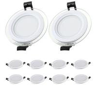 TPMAFF Downlights encastrés à LED,plaque de guidage de lumière ronde en verre, spot encastré à LED, plafonnier encastré 6W 9W 12W 18W,profondeur extra fine de 45 mm, transformateur inclus, paquet × 10
