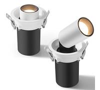 TPMAFF Éclairage encastré, Spot LED à cardan, plafonnier télescopique COB, IRC 90+, réglable vers Le Haut et vers Le Bas à 90°, Peut être pivotant à 360°, Lot de 2