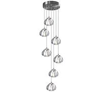 TPMAFF Moderne Goutte De Pluie Pendentif Lumières LED Lustre en Cristal Encastré Dôme Suspension Lampe pour Foyer Entrée Cage D'escalier Chambre Plafonnier Luminaire