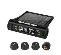 Tpms Système de surveillance la pression des pneus voiture d'alarme automatique à charge solaire Affichage numérique HD sans fil avec 4 capteurs(External sensors)