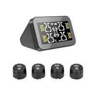 Tpms Système De Surveillance La Pression Des Pneus Voiture Intelligent Sans Fil À Écran Réglable Énergie Solaire Grand For 4(External sensors)