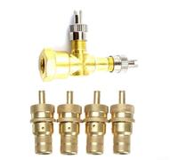 TPMS Valve T Adaptateur avec corps en métal 3 voies et 4 soupapes de décompression d'air pour système de surveillance de la pression des pneus pour motos et voitures (B)