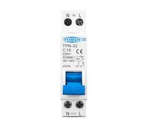 TPN 1P+N Circuit Breaker MCB 6A 10A 16A 20A 25A 32A Din Rail Mounting Miniature Household Air Switch AUOQKQUT(20A)