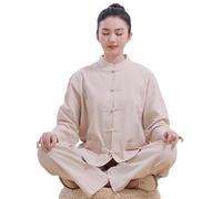 TPNYTDKE Costume De Moine De Méditation Unisexe Tenue De Pratique Bouddhiste Vêtements De Prière Confortables Et Respirants(Khaki,M)