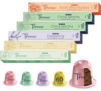 Tpresso® PREMIUMTHE Set, 60 capsules de thé compatibles Nespresso®*³ Fenouil, Earl Grey, Jasmin, Rooibos, English Breakfast Coffret cadeau thé