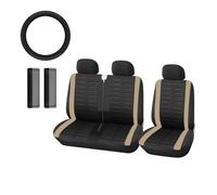 TPSOBRU Housse Siège Voiture, Housse Volant Et Protection des Épaules, Kit Intérieur De Voiture Ensembles Housses Siège(Beige)