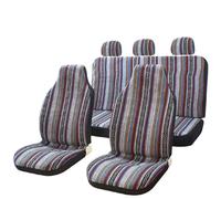 TPSOBRU Housses Sieges Universelles Ensemble Complet Housses Sièges Auto Rayées avec Protège-Ceintures Housse Volant Universelle Lavable pour Voitures(Red White)