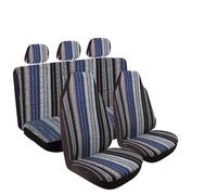 TPSOBRU Housses Sieges Universelles Ensemble Complet Housses Sièges Auto Rayées avec Protège-Ceintures Housse Volant Universelle Lavable pour Voitures(Blue)