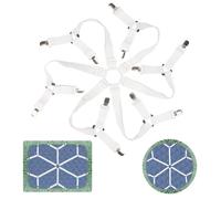 TPTGIAR Attache Drap Housse 6 Côtés, Tendeur Drap Housse Réglable, Sangle Matelas avec Clips Métalliques, Fixateur de Draps Elastique, Tendeurs de Drap pour Matelas Ronds Carrés (Blanc)