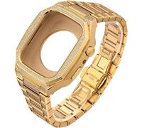 TPUOTI 44 mm 45 mm de luxe en acier inoxydable diamant boîtier de montre en caoutchouc kit de modification DIY Kit de modification pour Apple Watch 9 8 7 6 5 4 SE Series Watch Accessoires de