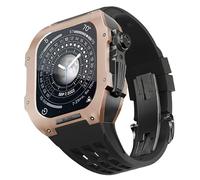 TPUOTI Bracelet de montre en caoutchouc et alliage de titane, pour Apple Watch 7/8 Series 45 mm, accessoires de rechange pour montre en acier inoxydable (noir 2)
